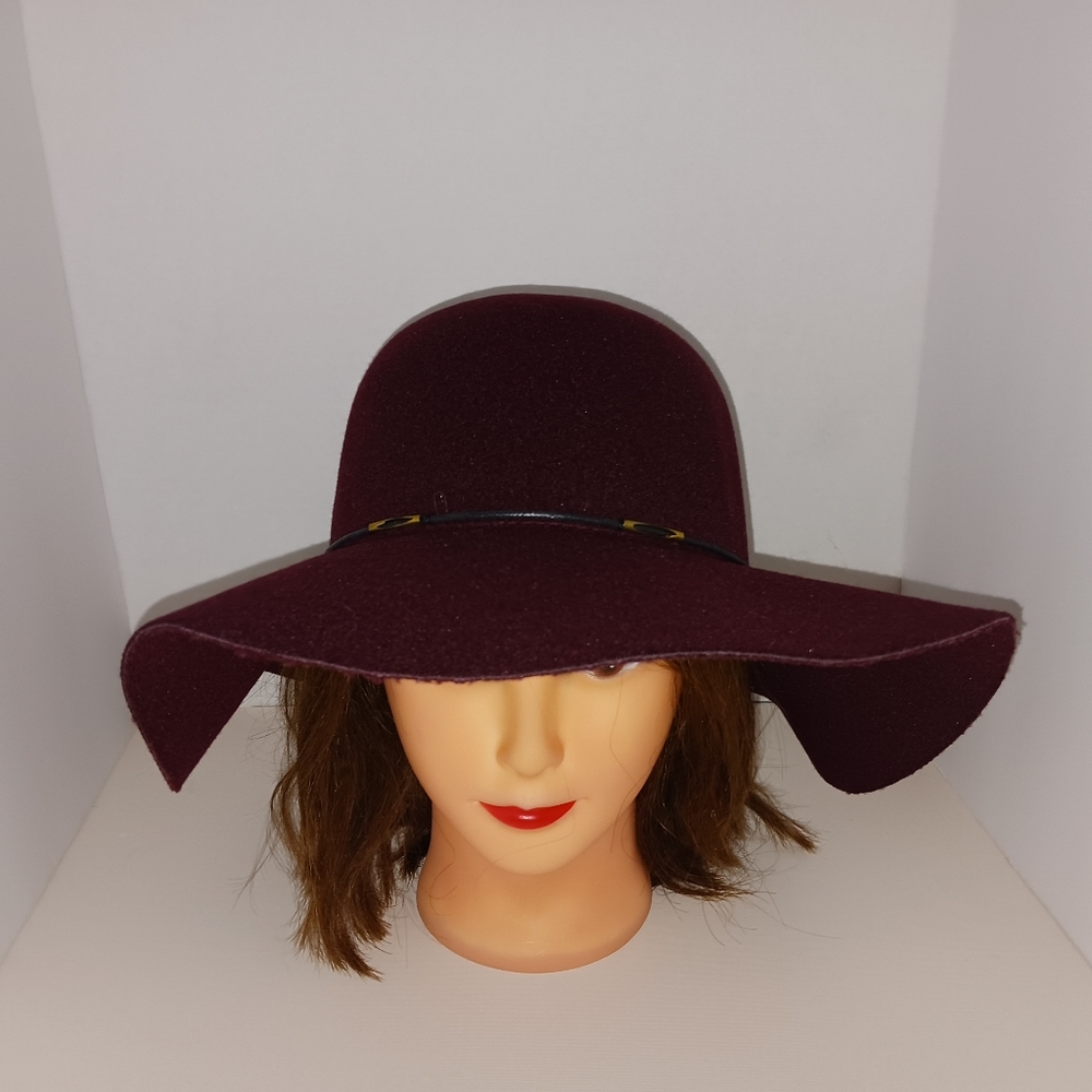 Scala Collezione Burgandy Wool Floppy Hat, NWOT